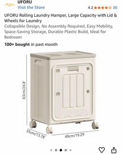 UFORU Rolling Laundry Hamper with Lid and Wheels