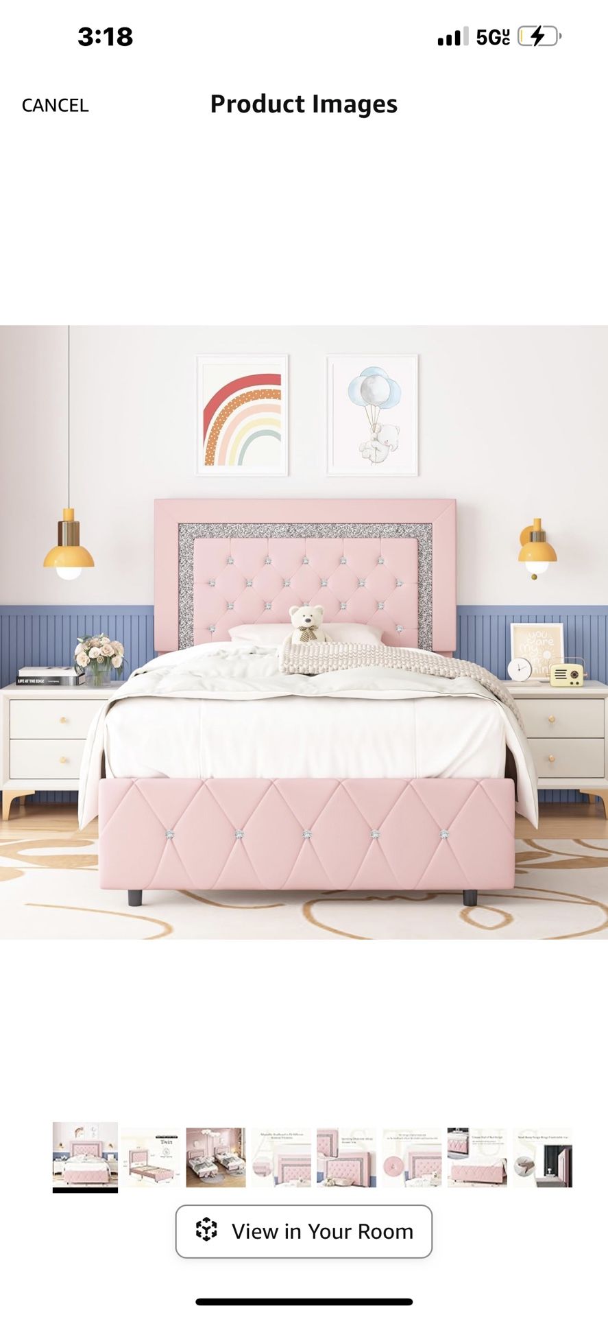 twin bed frame pink 