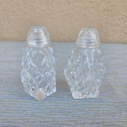 Vintage Clear Cut Glass Diamond Pattern Salt & Pepper Shakers