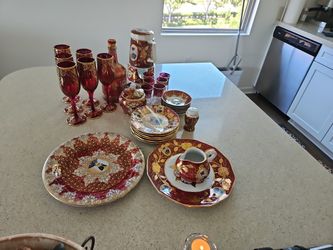 Vintage Persian Hand painted glassware