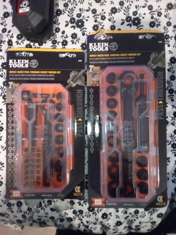 2Brand New Klein Tools Impact Pass Through Socket Wrench Sets With Mod Box