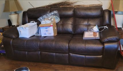 Leather reclining 3 piece living room set
