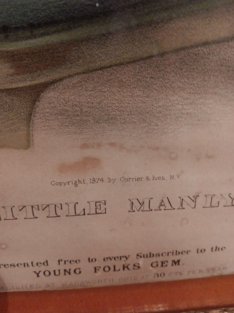 Currier & Ives Original Antique 1874 Hand Colored Lithograph 11×15