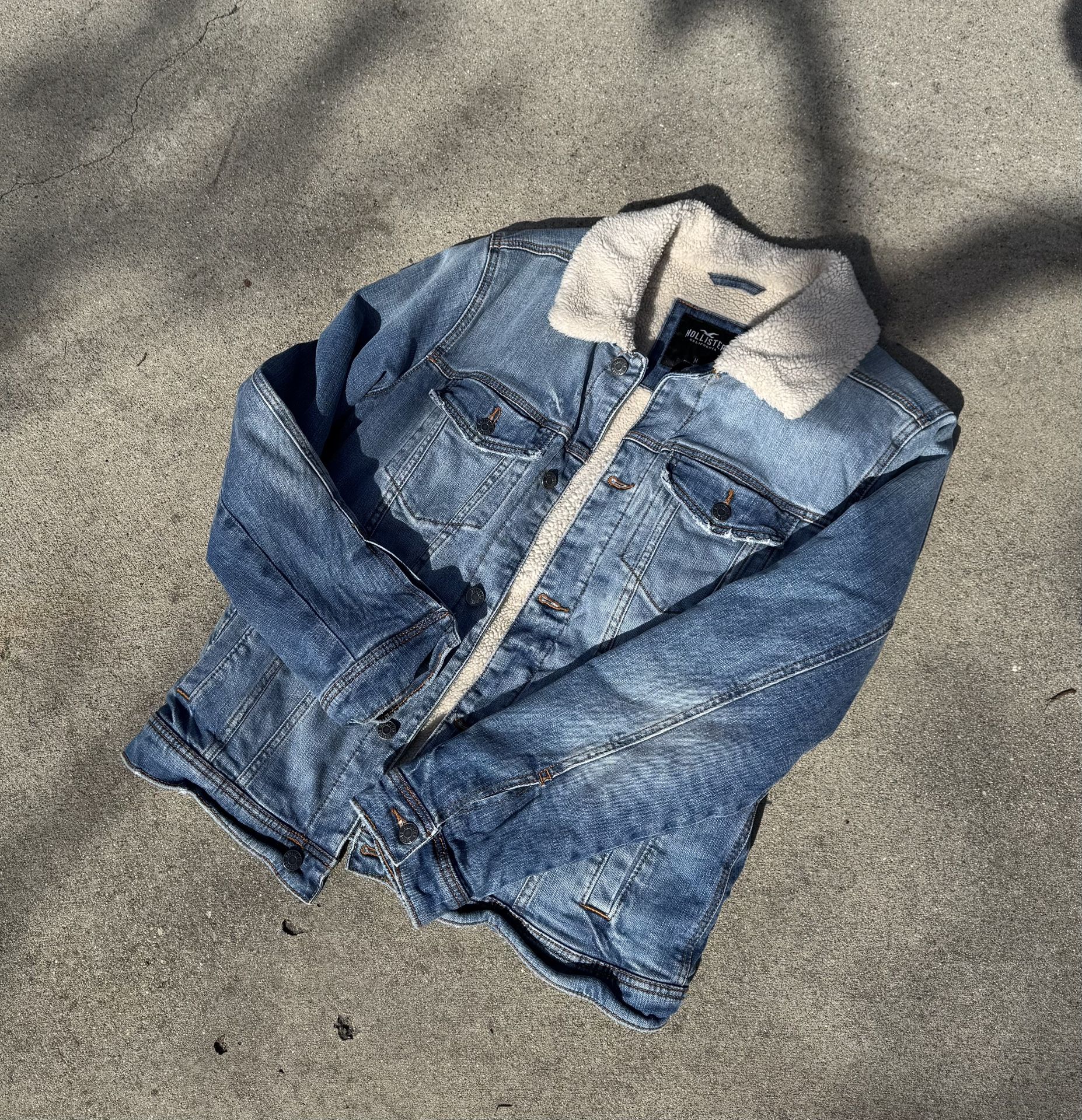 Vintage Style Sherpa Denim Jean Winter Jacket - Style: Boyfriend Denim, Size M