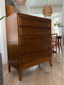 Mid Century Walnut Chest Dresser by Dixie