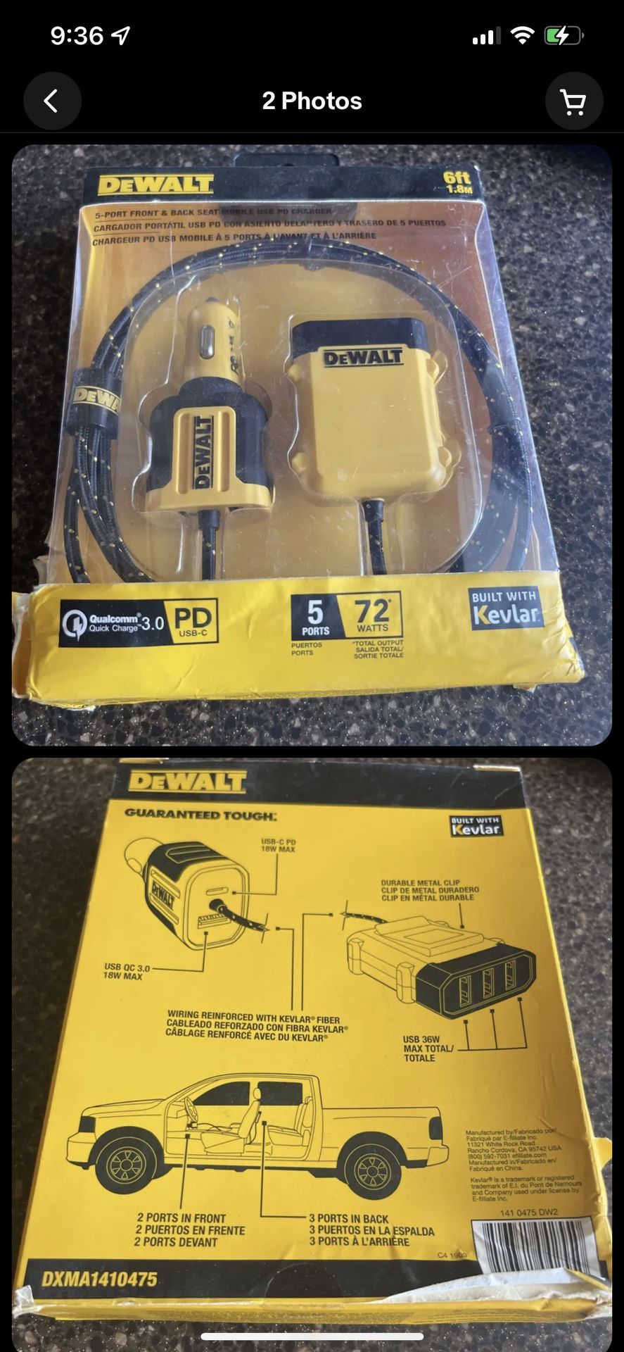 DeWalt 6 ft. L 5 Port USB Charger