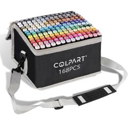 168 Color Alcohol Dual Tip Art Markers for Kids-Marker Pens with Pen Holder and Carry Bag for Adult Coloring, sketching & Painting