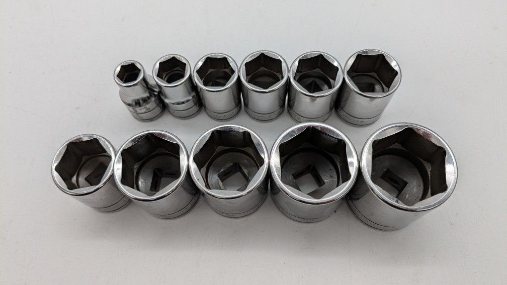 Snap-On 11pc 1/2" Drive 6 Point SAE Flank Drive Shallow Socket Set