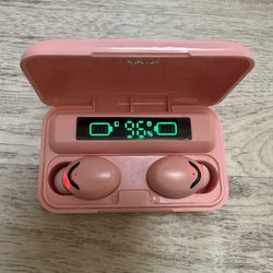 TWS Pink Bluetooth 5.0 Wireless Earbuds Headphone Waterproof
