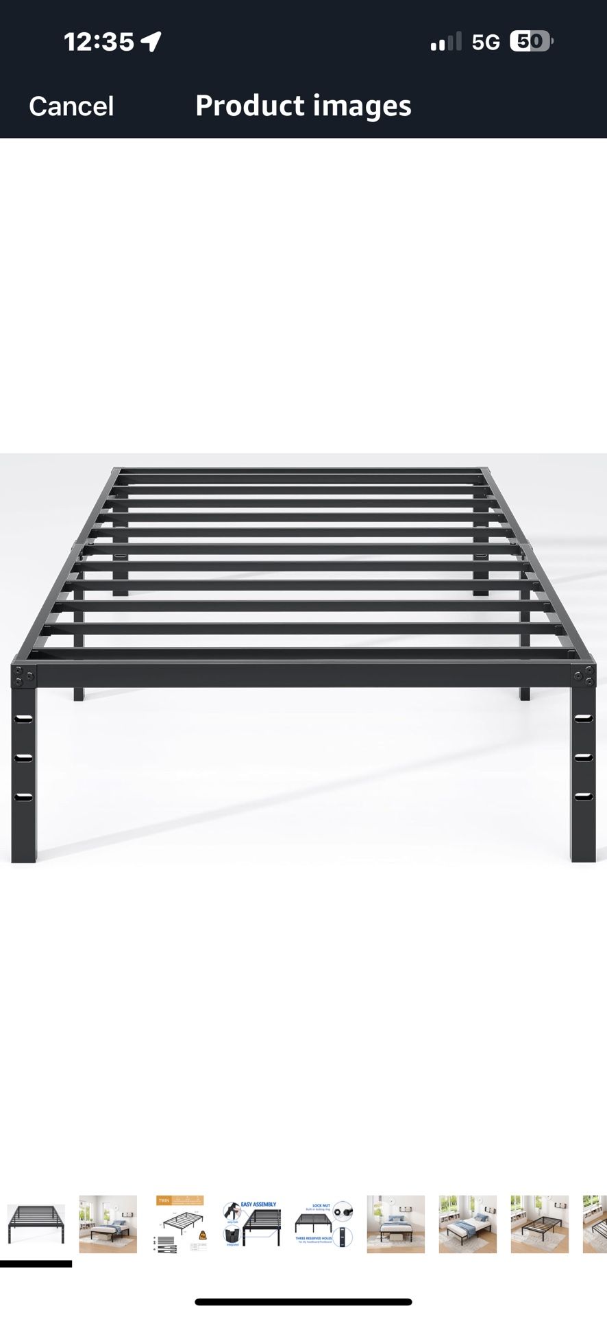 ,Twin Size Bed Frame with Storage Space,Heavy Duty Sturdy Mattress Foundation,Easy Assembly,No Box Spring Needed, Black,16 Inch,Twin