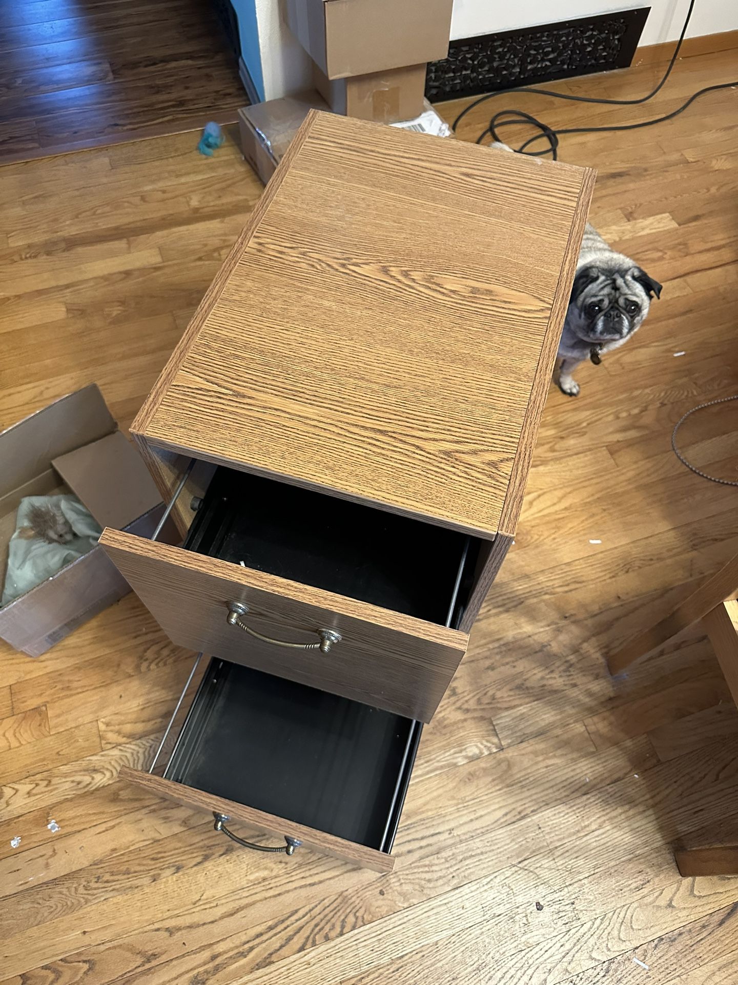 Wood Two Drawer Filing Cabinet