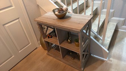 Rustic Farmhouse Entryway Console Table with Storage
