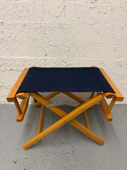 Folding Wooden Camp Stool with Canvas Seat