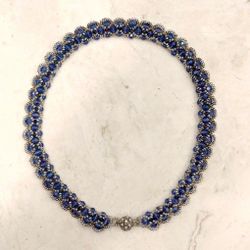 Necklace - Hand Made Blue & silver, Art