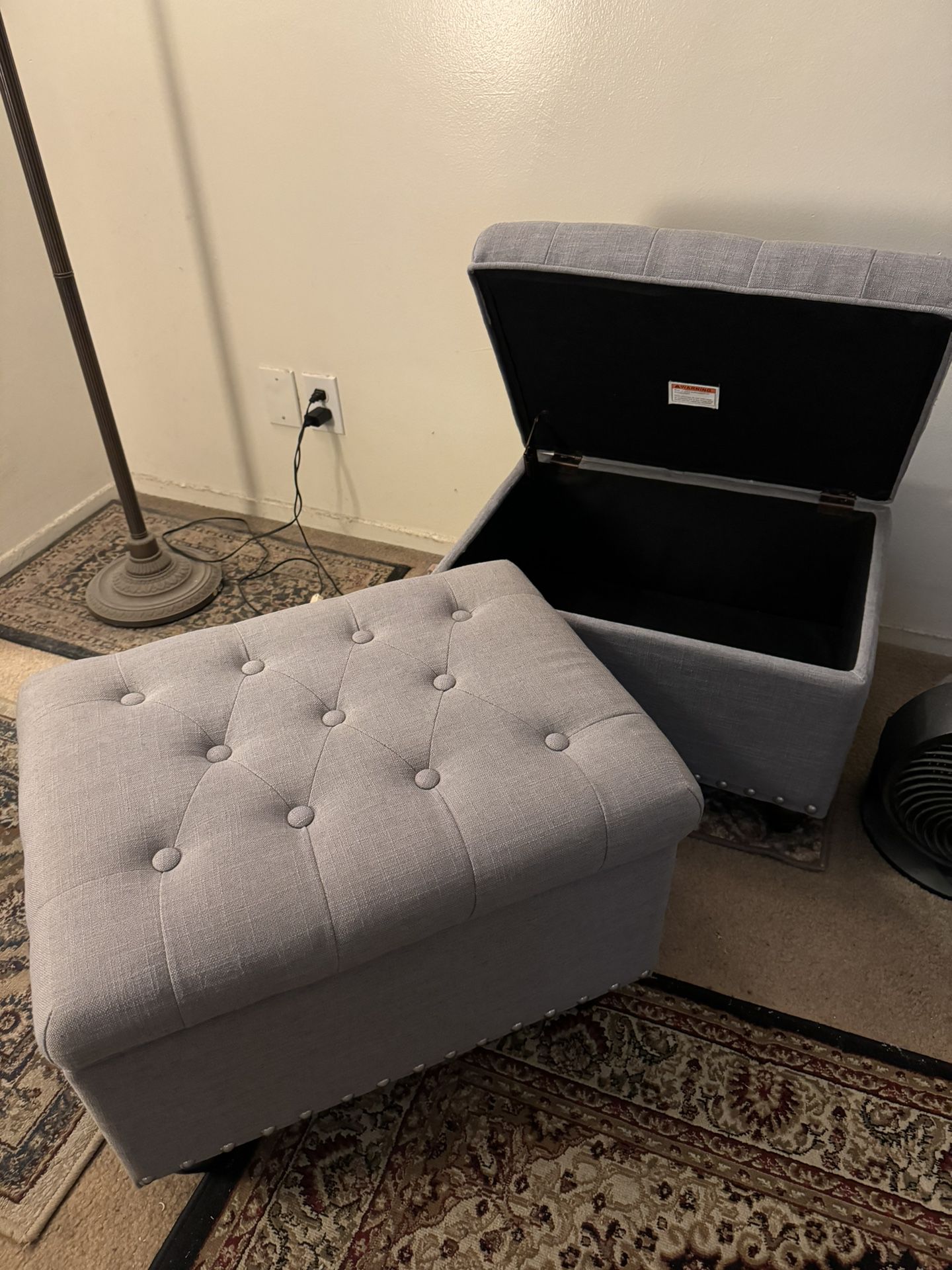 TWO OTTOMANS WITH STORAGE
