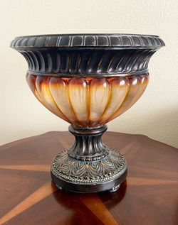 Tortoiseshell Decorative Footed Bowl Container Urn Onyx 