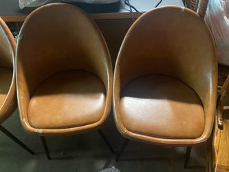 Set of 4 Brown Faux Leather Dining Chairs
