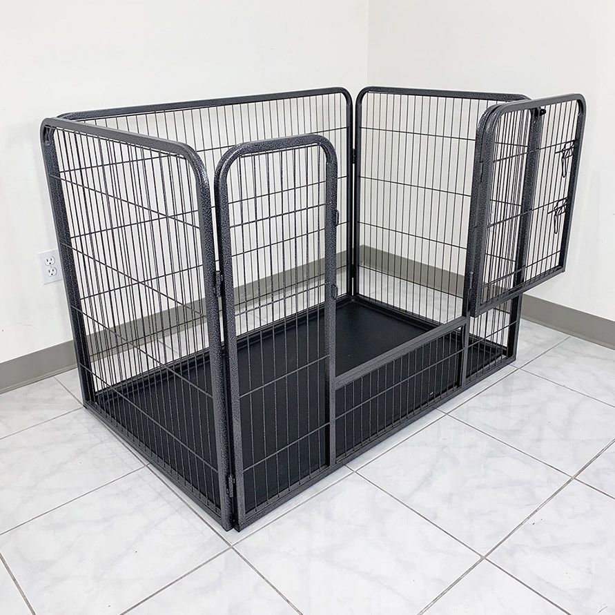 $105 (Brand New) Heavy-duty dog pet playpen w/ plastic tray indoor outdoor cage kennel 4-panel, 49”x32”x35”