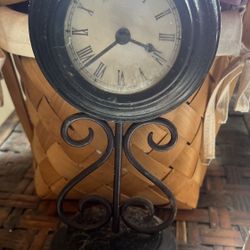 Vintage Iron Tabletop Clock with Roman Numerals