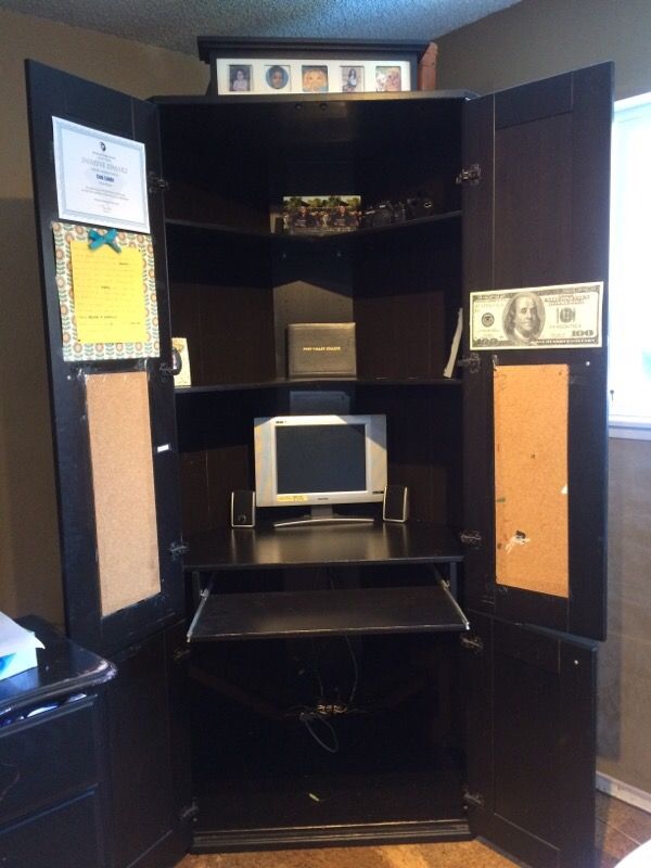 Corner armoire desk with lots of space