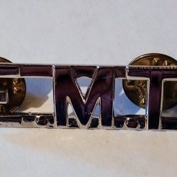 EMT Silver Tone Metal First Responders Emergency Medical Technician Cut Out Letters Collectible Lapel Pin A-1