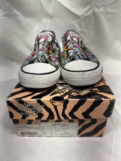 Ed Hardy Low-Top Skull Graphic Sneakers