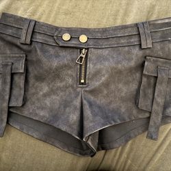 Faux Leather Mirco Cargo Shorts