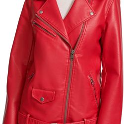 Levi's womens Oversized Faux Leather Belted Motorcycle Jacket  Size xl  Brand new with tags yours for $60.00