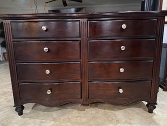 Dark cherry wood chested drawers
