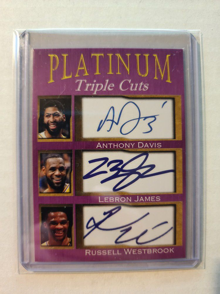 Anthony Davis, LeBron James, & Russell Westbrook Triple Cuts FACSIMILE Autograph Limited Edition /1000 | Platinum Cuts | Lakers