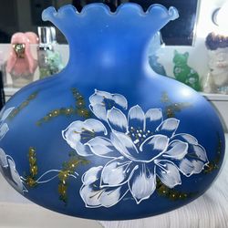 Vintage GWTW Blue Satin Floral Lamp Shade