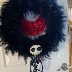 Disney Store Jack Skeleton Wreath Nightmare Before Christmas Feather 