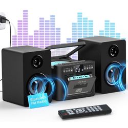 Greadio Stereo System for Home with Boombox CD and Cassette Player Combo, 40W Home Stereo System with Bluetooth, FM Radio/USB/TF/AUX/Remote Control, D