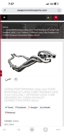 2015 2016 2017 Ford Mustang GT Corsa Long Tube Headers and Corsa Extreme Catback Exhaust