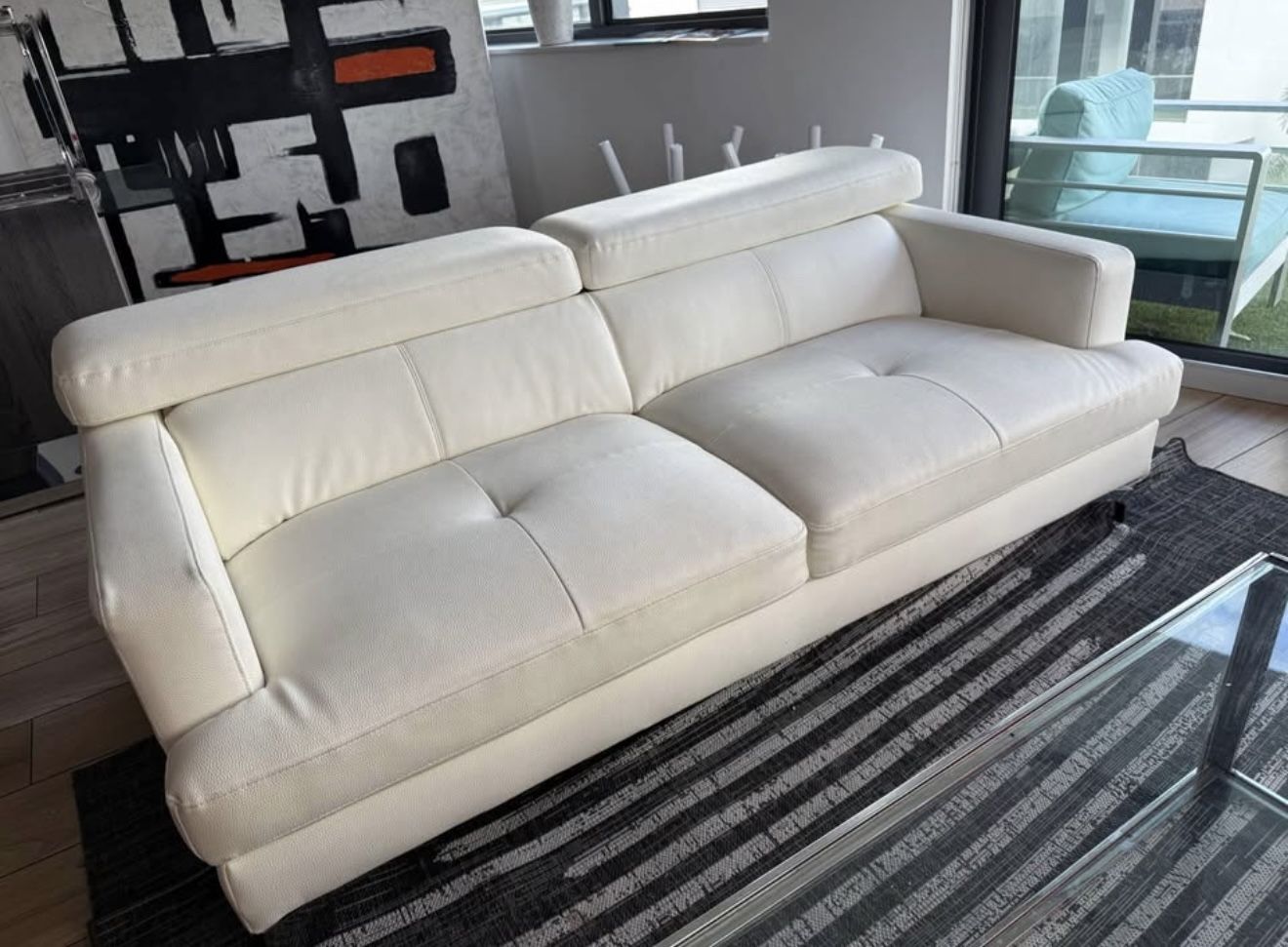 Faux Leather White Couch