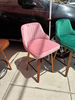Pink Velvet Bar Stool