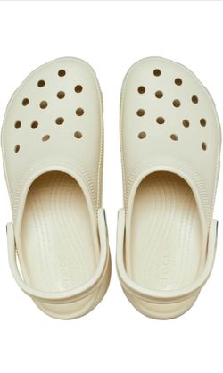 Crocs Women’s Beige Platform Clog Sandals Adjustable Heel Strap Rubber