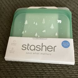 Brand New Stasher Set of 2 Reusable Sandwich Size Bags. Mountain theme