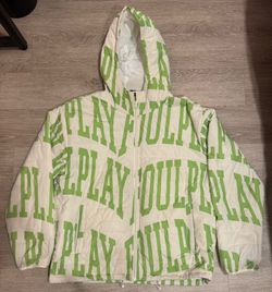 Foulplay Collegiate Logo All Over Puffer Jacket Off White/Cream X-Large