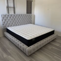 New In Box King Bed Frame With Mattress (Read Description Below)