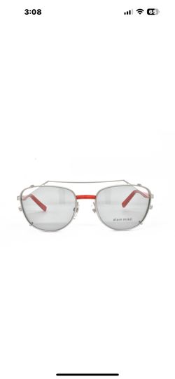 Alain Mikli clip-on sunglasses eyeglasses, matte silver red
