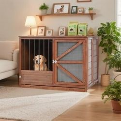 GZMR Wood Indoor/Outdoor Crate for Any Pet Large (41 - 65 lbs.) Dog ( 2.4-ft L x 3.6-ft W x 2.5-ft H )