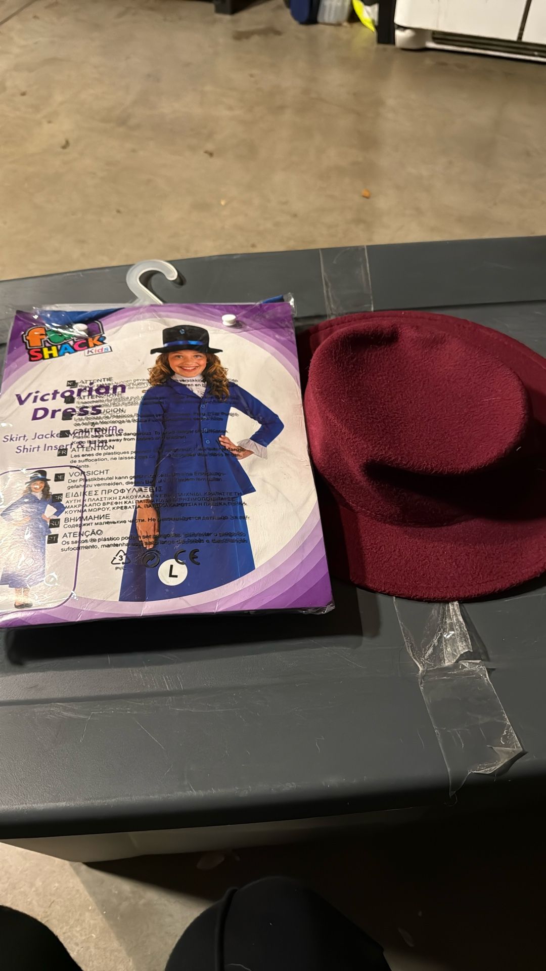 Halloween Costume, Girls, Large Mary Poppins With Red Hat And Red Satin Gloves