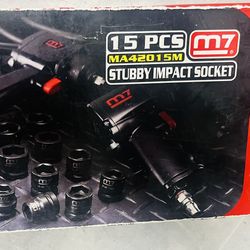 M7 15pc Stubby Impact Socket Set – Metric