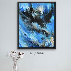 Framed Fluid Art Original Painting