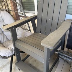 Tall Adirondack Chair, Poly Bar Height Balcony Seating, HIPS High Back Outdoor Chairs, Bar Stools Lifeguard Chair for Balcony Deck Pool Patio, Grey