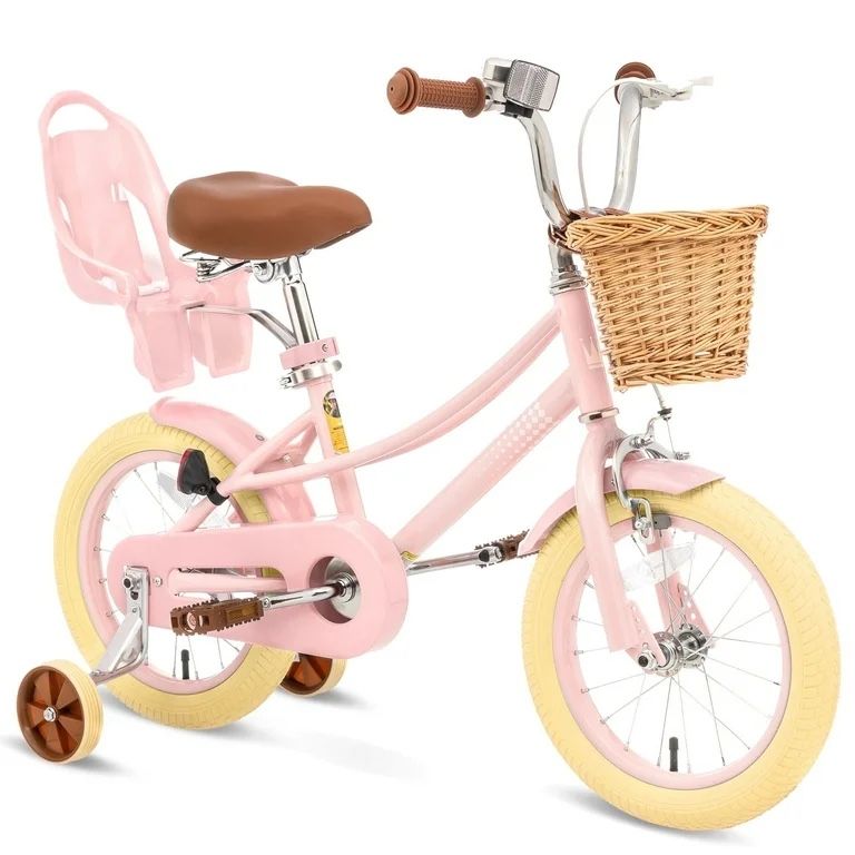 Girls Bike for 2-12 Years Old Toddlers and Kids, 12 14 16 20 Inch Kids Bike with Basket and Bell Training Wheels, Adjustable Seat Handlebar Height