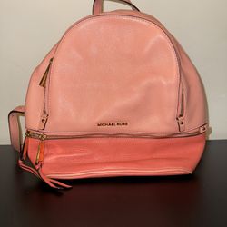 MICHAEL KORS RHEA ZIP MEDIUM BACKPACK PINK/CORAL *GREAT CONDITION*