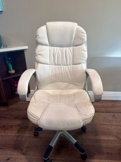 White Faux Leather High-Back Office Chair
