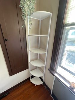 White corner shelf with LED lighting